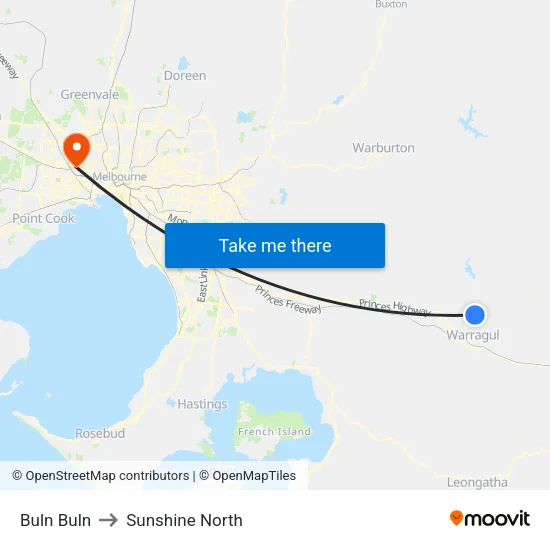 Buln Buln to Sunshine North map