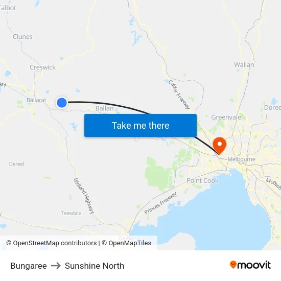 Bungaree to Sunshine North map