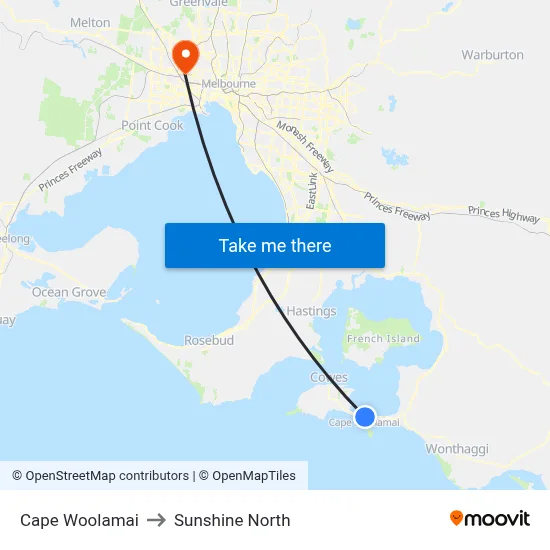 Cape Woolamai to Sunshine North map