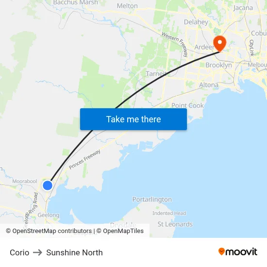 Corio to Sunshine North map