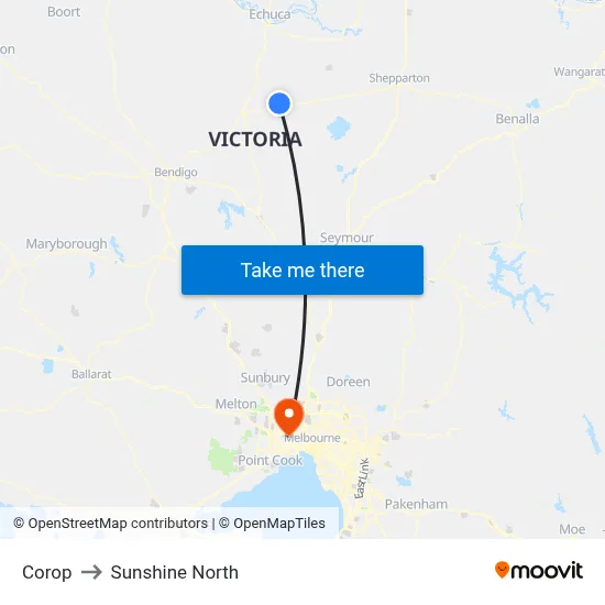 Corop to Sunshine North map