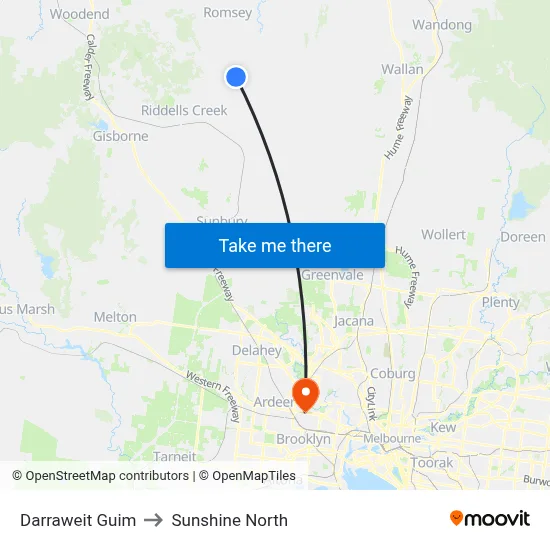 Darraweit Guim to Sunshine North map