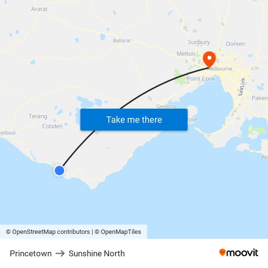 Princetown to Sunshine North map