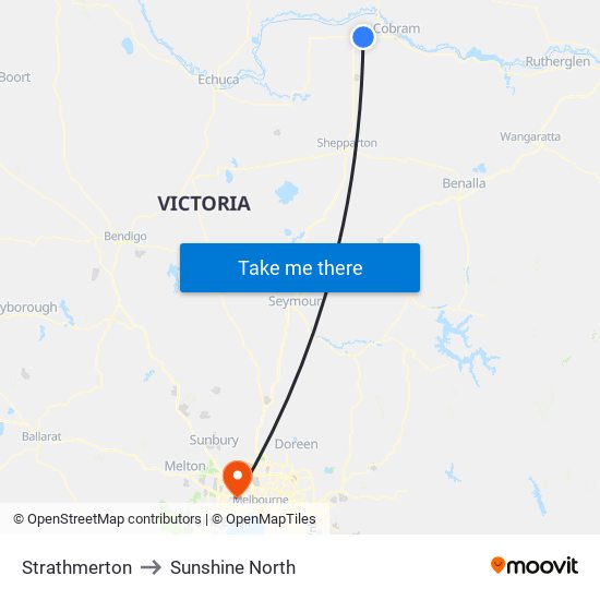 Strathmerton to Sunshine North map