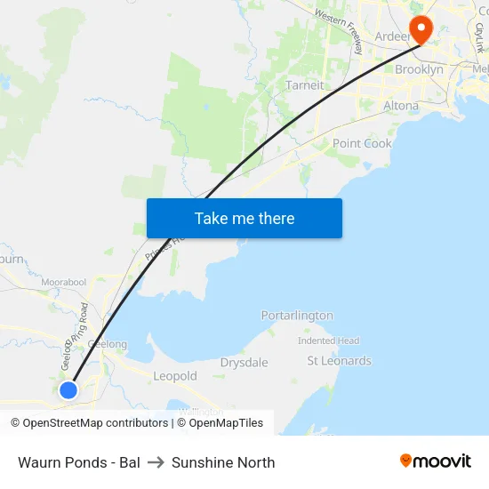 Waurn Ponds - Bal to Sunshine North map