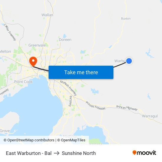 East Warburton - Bal to Sunshine North map