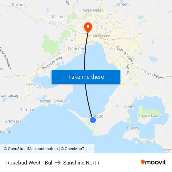 Rosebud West - Bal to Sunshine North map