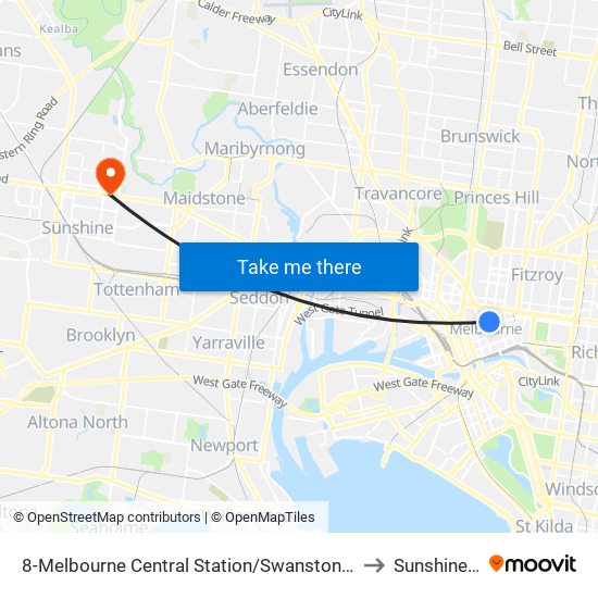 8-Melbourne Central Station/Swanston St (Melbourne City) to Sunshine North map