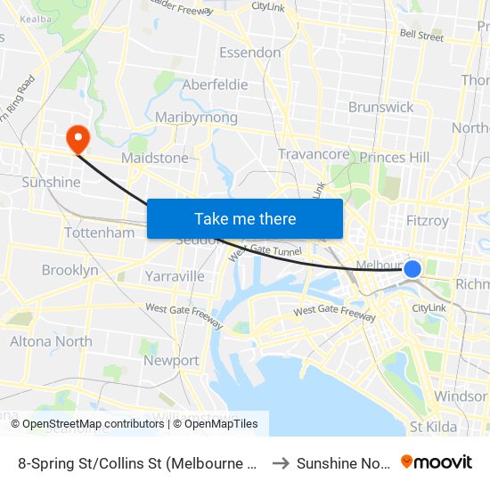 8-Spring St/Collins St (Melbourne City) to Sunshine North map