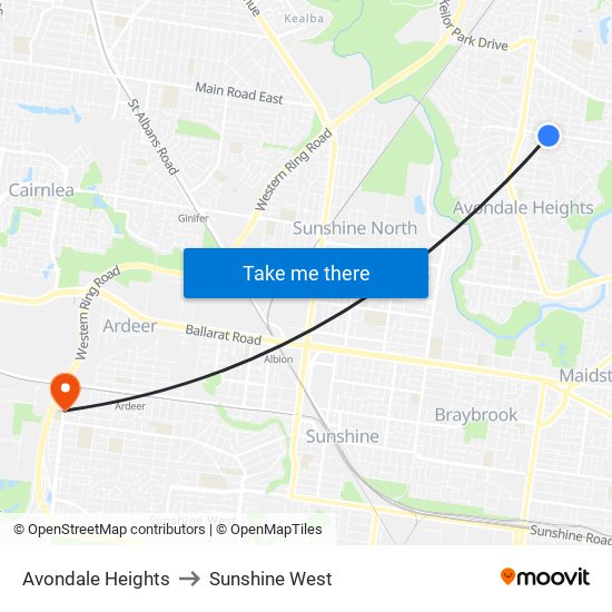 Avondale Heights to Sunshine West map