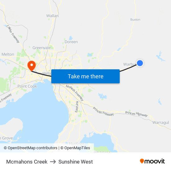 Mcmahons Creek to Sunshine West map