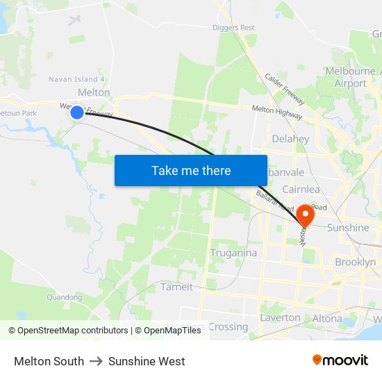 Melton South to Sunshine West map