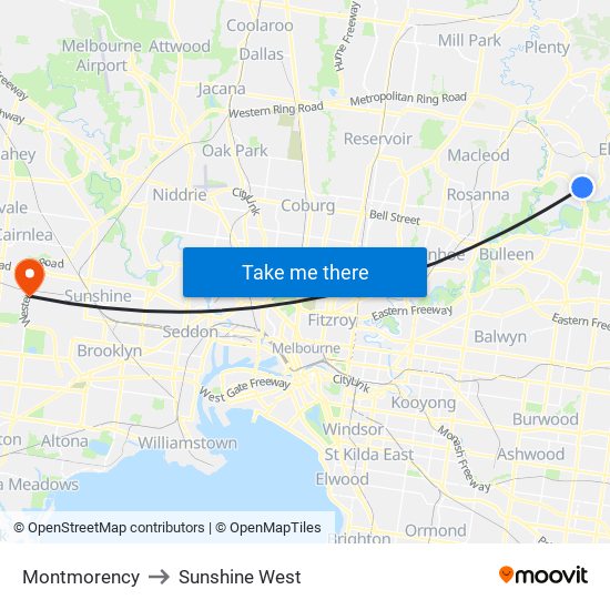 Montmorency to Sunshine West map