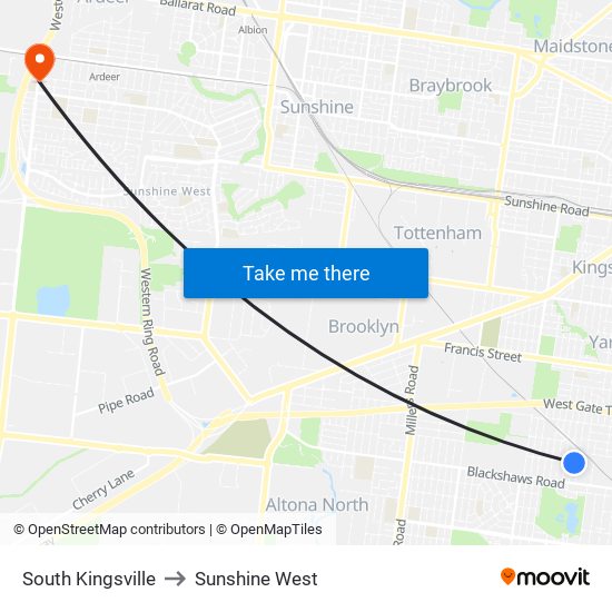 South Kingsville to Sunshine West map