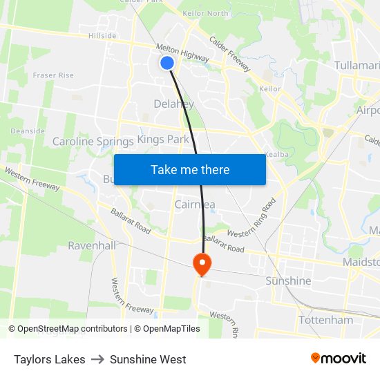 Taylors Lakes to Sunshine West map
