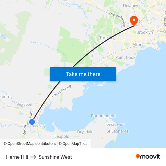 Herne Hill to Sunshine West map
