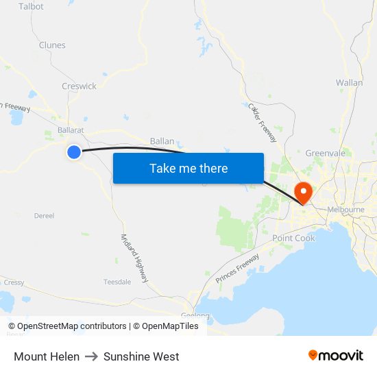 Mount Helen to Sunshine West map