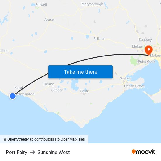 Port Fairy to Sunshine West map