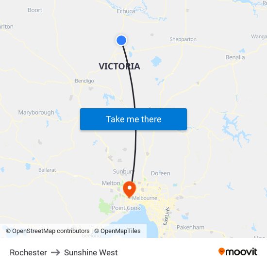 Rochester to Sunshine West map