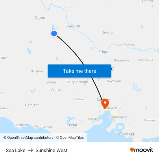 Sea Lake to Sunshine West map