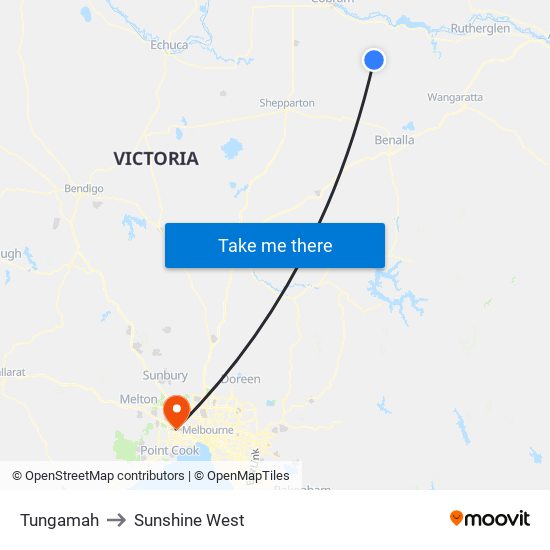 Tungamah to Sunshine West map