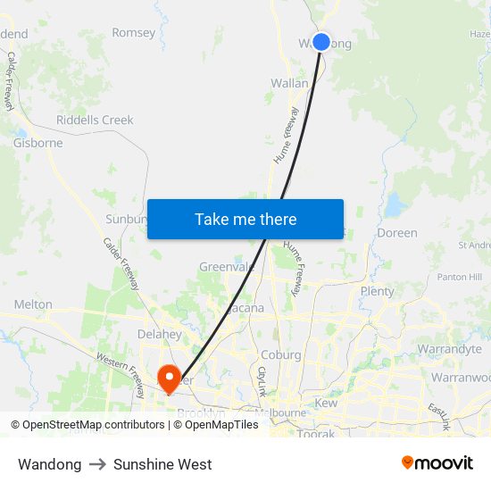 Wandong to Sunshine West map