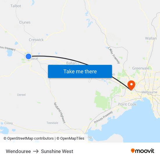 Wendouree to Sunshine West map