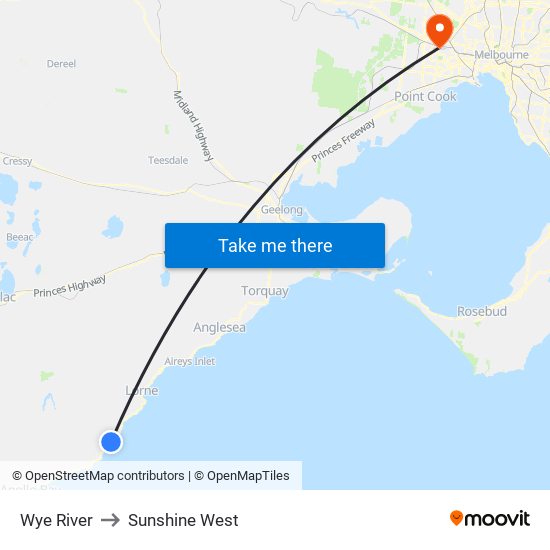 Wye River to Sunshine West map