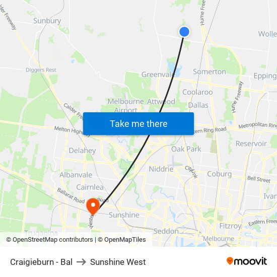 Craigieburn - Bal to Sunshine West map