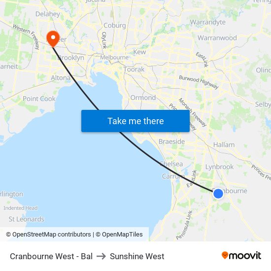 Cranbourne West - Bal to Sunshine West map