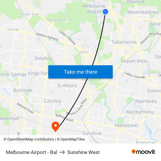 Melbourne Airport - Bal to Sunshine West map