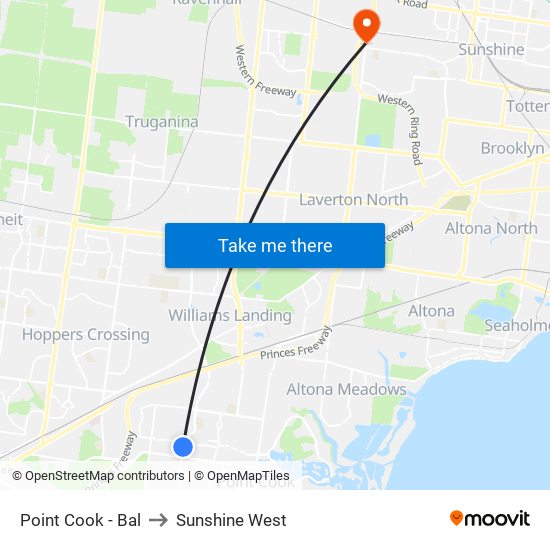 Point Cook - Bal to Sunshine West map