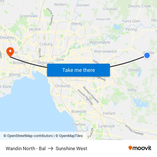 Wandin North - Bal to Sunshine West map