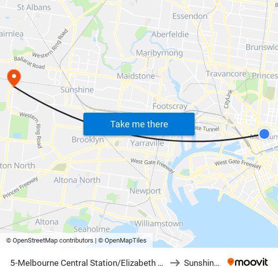 5-Melbourne Central Station/Elizabeth St (Melbourne City) to Sunshine West map