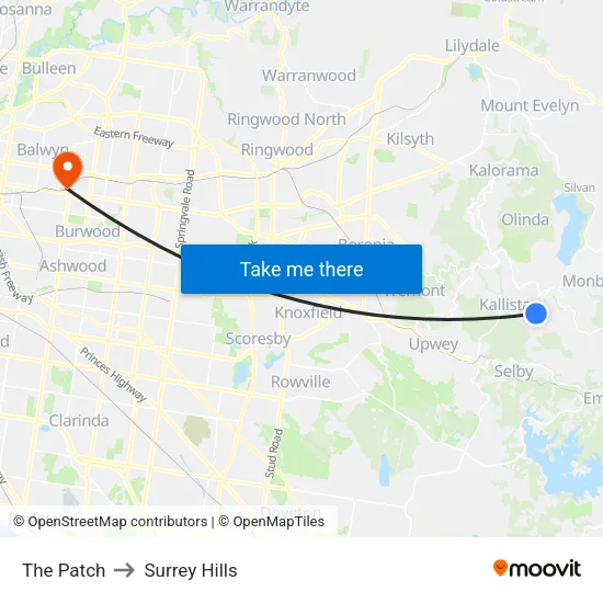 The Patch to Surrey Hills map
