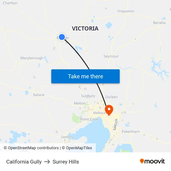 California Gully to Surrey Hills map