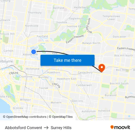 Abbotsford Convent to Surrey Hills map