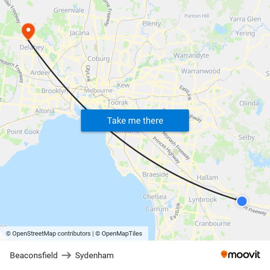 Beaconsfield to Sydenham map