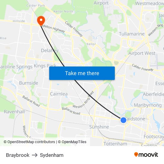 Braybrook to Sydenham map