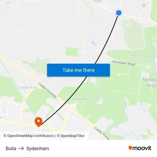 Bulla to Sydenham map