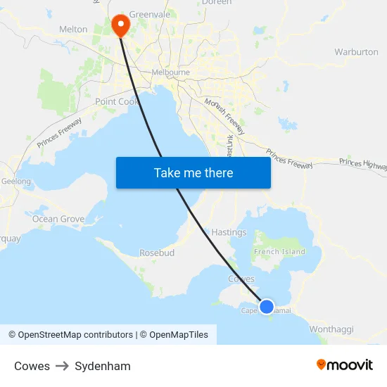 Cowes to Sydenham map