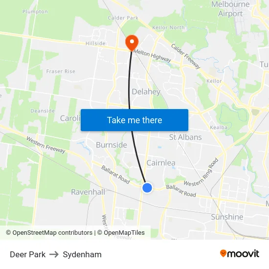 Deer Park to Sydenham map