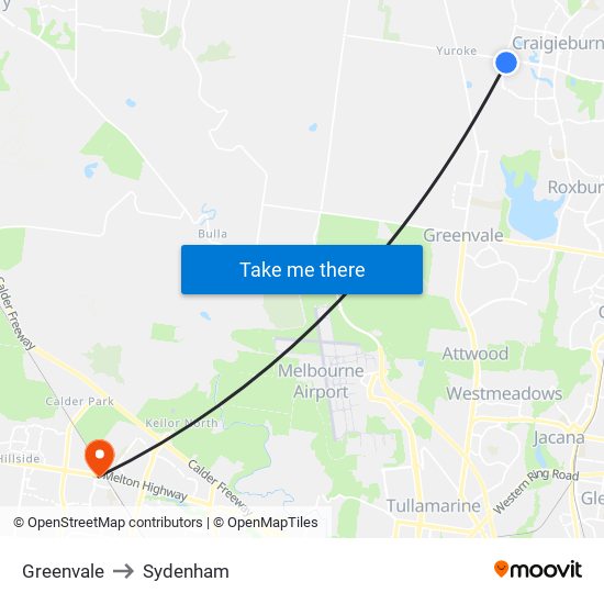 Greenvale to Sydenham map