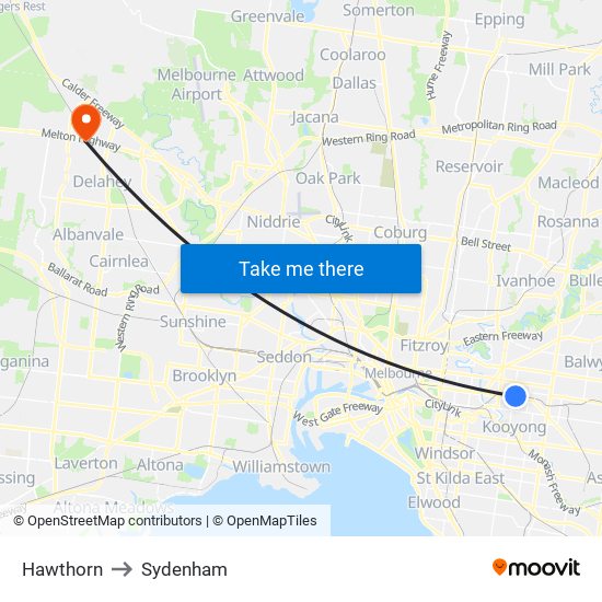 Hawthorn to Sydenham map