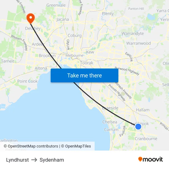 Lyndhurst to Sydenham map