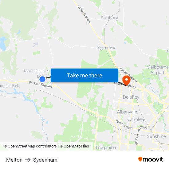 Melton to Sydenham map