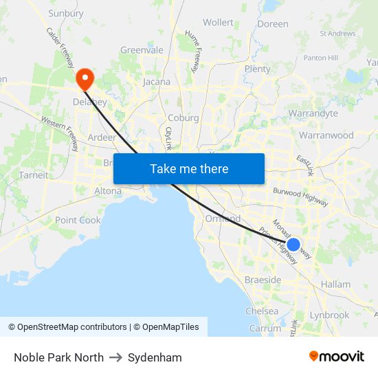 Noble Park North to Sydenham map