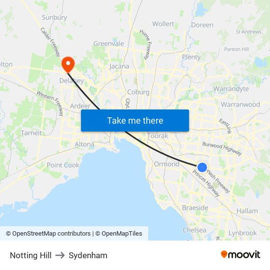 Notting Hill to Sydenham map