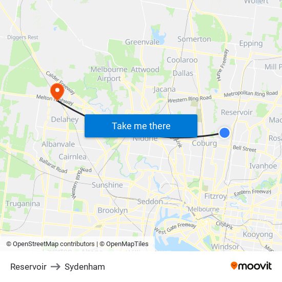 Reservoir to Sydenham map