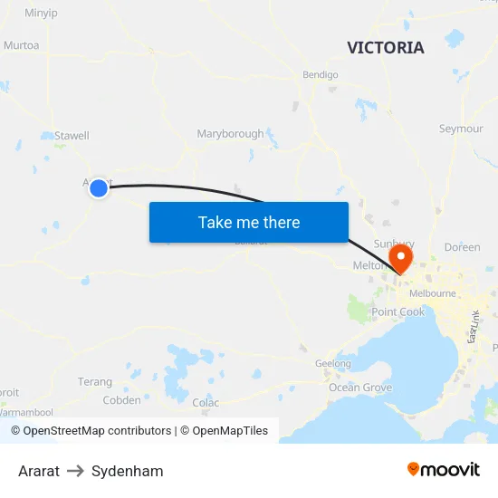 Ararat to Sydenham map